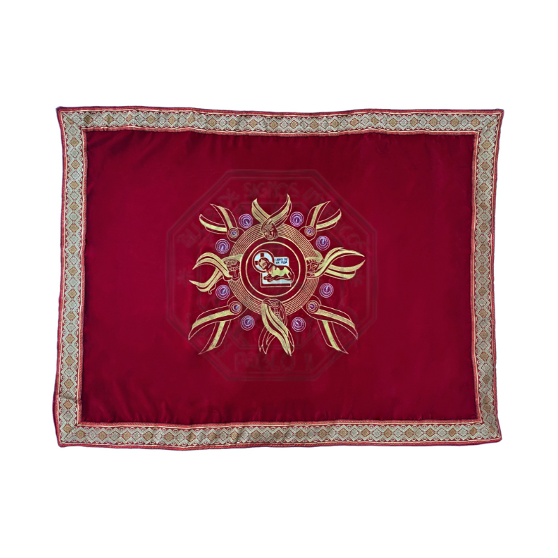 Sobrepaño de atril (ambon) de tercipelo Americano - 4 coronas (Rojo)